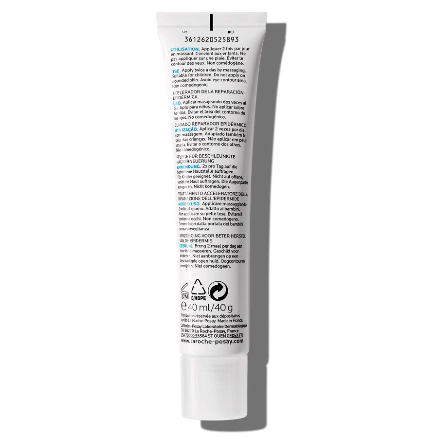 Tył opakowania produktu La roche-posay Cicaplast B5 Żel wspierający regenerację naskórka