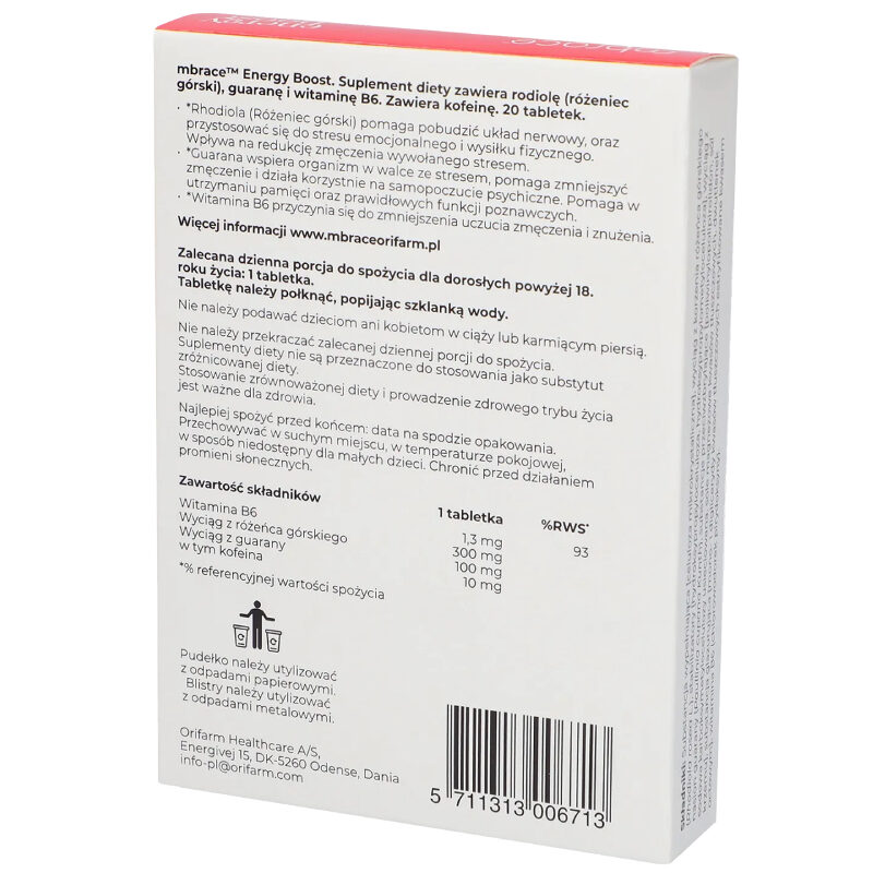 Opakowanie produktu Mbrace Energy Boost