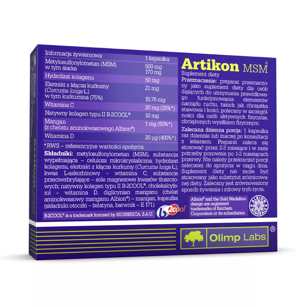 Opakowanie produktu Olimp Artikon MSM