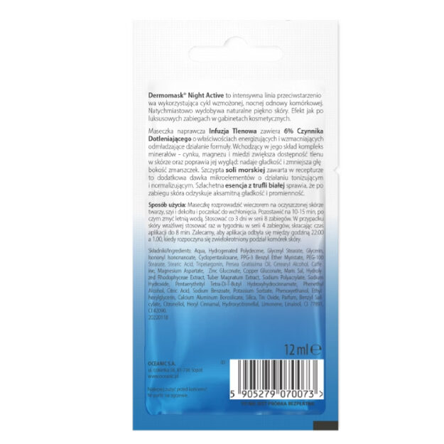Opakowanie produktu L'Biotica Dermomask Night Active Infuzja Tlenowa