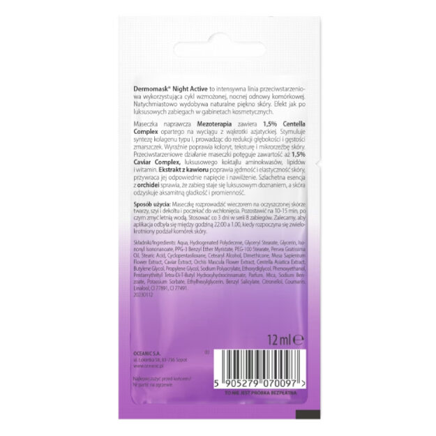 Opakowanie produktu L'Biotica Dermomask Night Active Mezoterapia